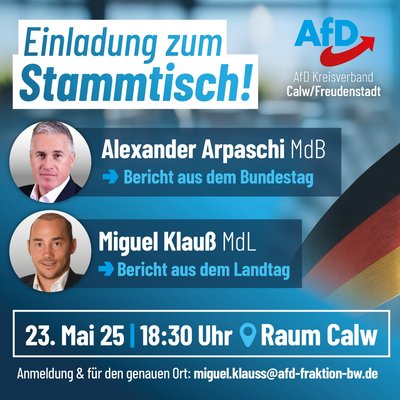 Event-Flyer Stammtisch Kreisverband Calw/Freudenstadt