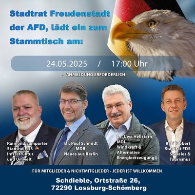 Event-Flyer Stammtisch der Afd Stadträte Freudenstadt